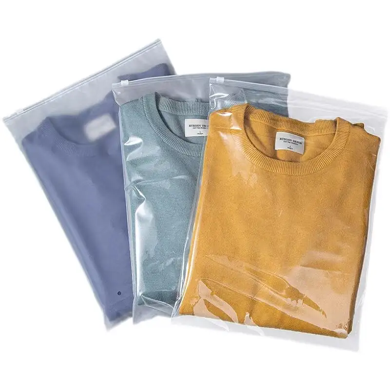 Оптовая продажа, водонепроницаемый пластиковый матовый пакет на молнии для упаковки одежды