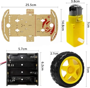 Accessori fai da te kit telaio auto robot intelligente 4WD motore a 4 ruote motrici kit auto intelligente 4WD con scatola batteria encoder velocità - Product Image 3