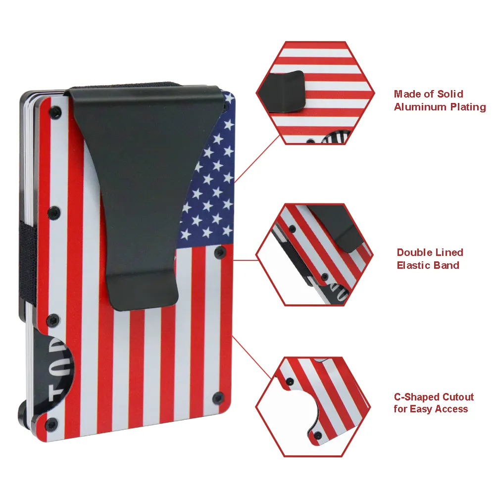 2022 American Flag RFID blocking Minimalist Slim Card Wallet