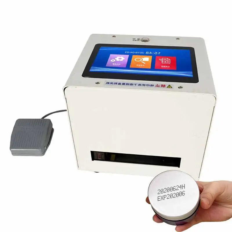 Máquina de impresión de fecha de caducidad profesional Uyin fácil de operar para botellas máquina impresora de inyección de tinta estática de escritorio de código de barras