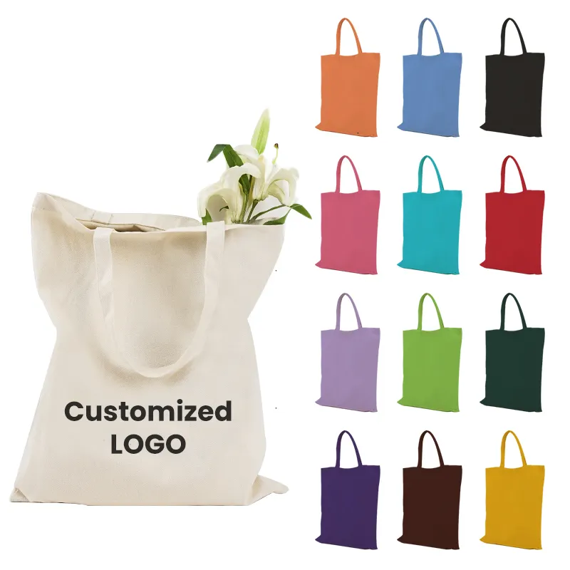 OEM&ODM individuell bedruckte recycle einfarbige bio-baumwoll-canvas-tote-tasche große wiederverwendbare canvas-baumwoll-einkaufstasche mit logo
