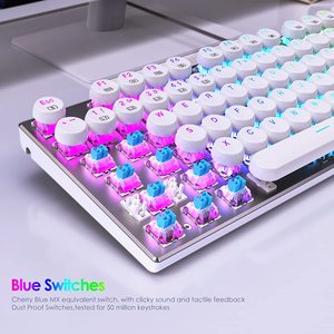 USB有线游戏键盘时尚定制104键发光二极管背光pbt键帽复古打字机机械键盘 - Product Image 5