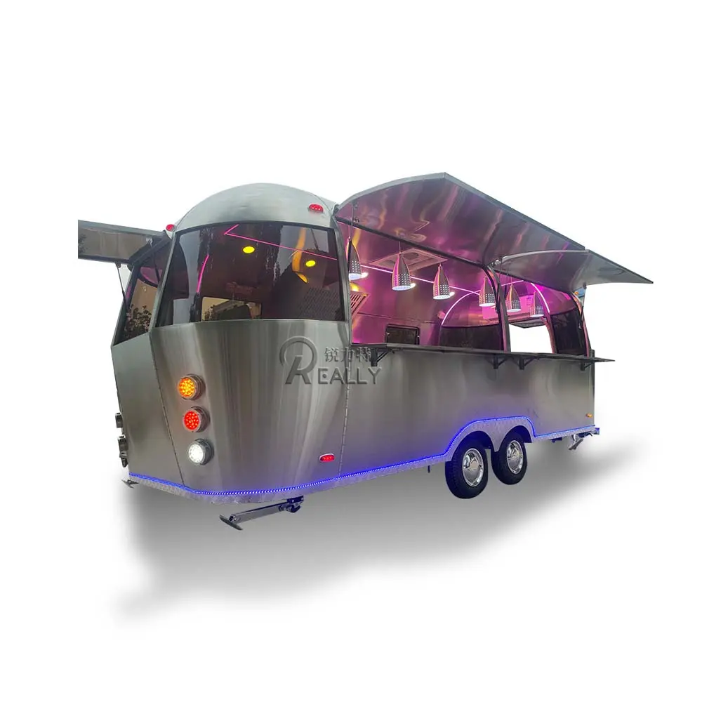 2024 Online Support Street Food Kiosk Stainless Steel Cart Truck Supplies Trailers America Standards