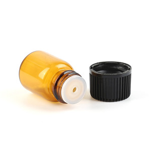 Ucuz stok 1ml 2 ml 3ml 5ml uçucu yağ şişe 2 ml 5/8 Dram Amber cam flakon şişeler delikli redüktörler ve siyah kapaklar - Product Image 2