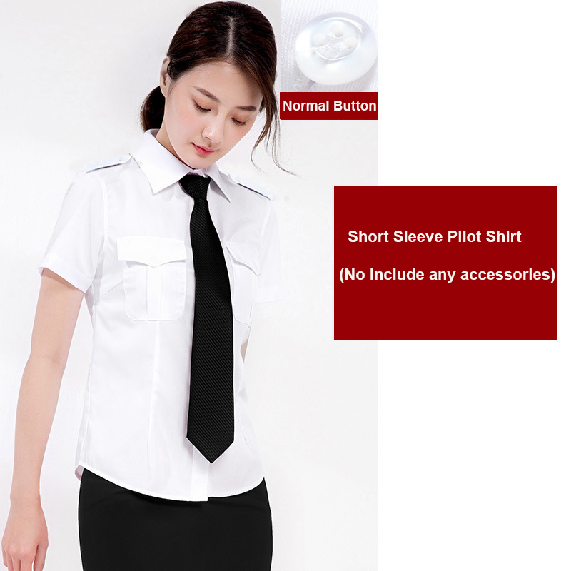Chemise d'uniforme d'aviation blanche à manches courtes