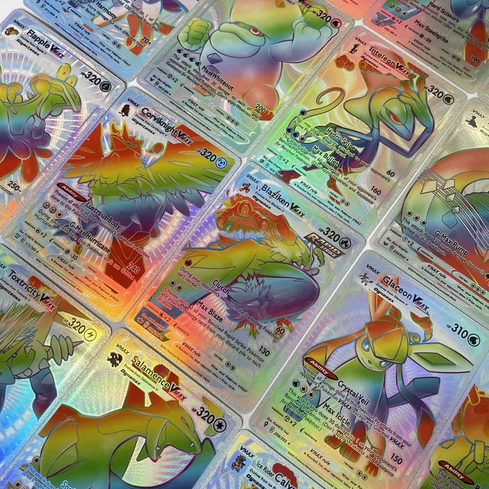 Cartes brillantes de feuille d'argent d'arc-en-ciel, 54Vmax + 1Leon tous les arc-en-ciel