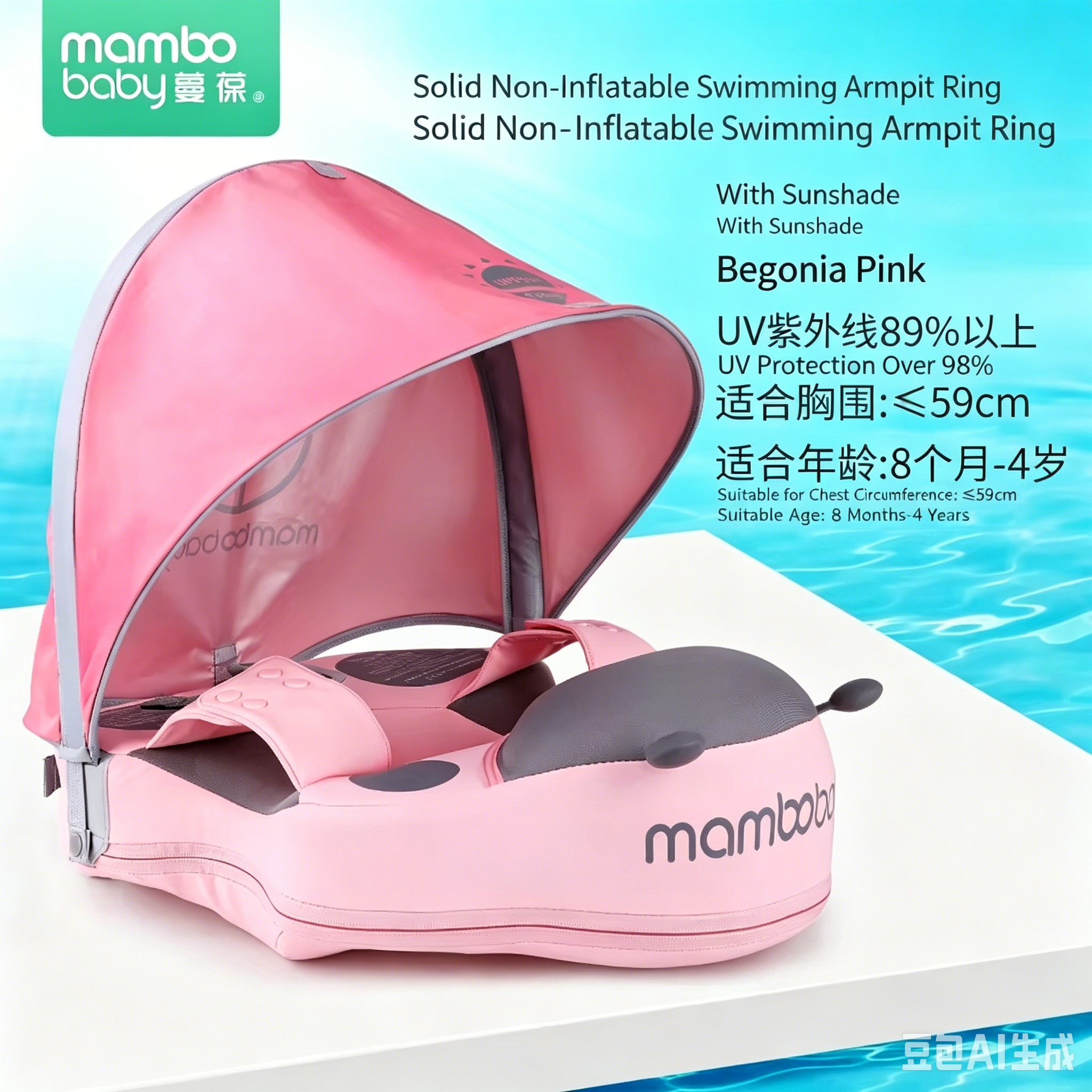 Beetle underarm ring in pink + sunshade