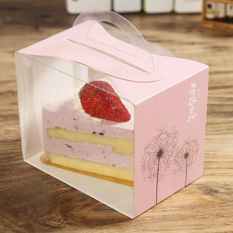 Costomise caixas de bolo triangular, graxa, alta qualidade, takeaway, morango, transparente, janela, caixas de bolo