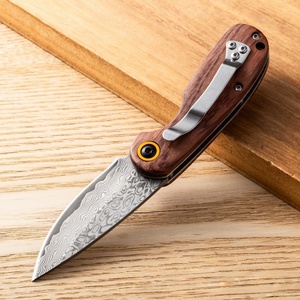 Hot Bán Nhỏ Damascus Thép Pocket Knife Biểu Tượng Tùy Chỉnh Hoàn Chỉnh Tay Cầm Bằng Gỗ Gấp Dao Edc DIY Quà Tặng Cắm Trại - Product Image 3