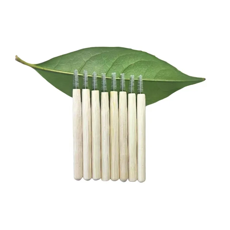 Sikat Interdental bambu organik ramah lingkungan merek kustom untuk pembersihan mulut