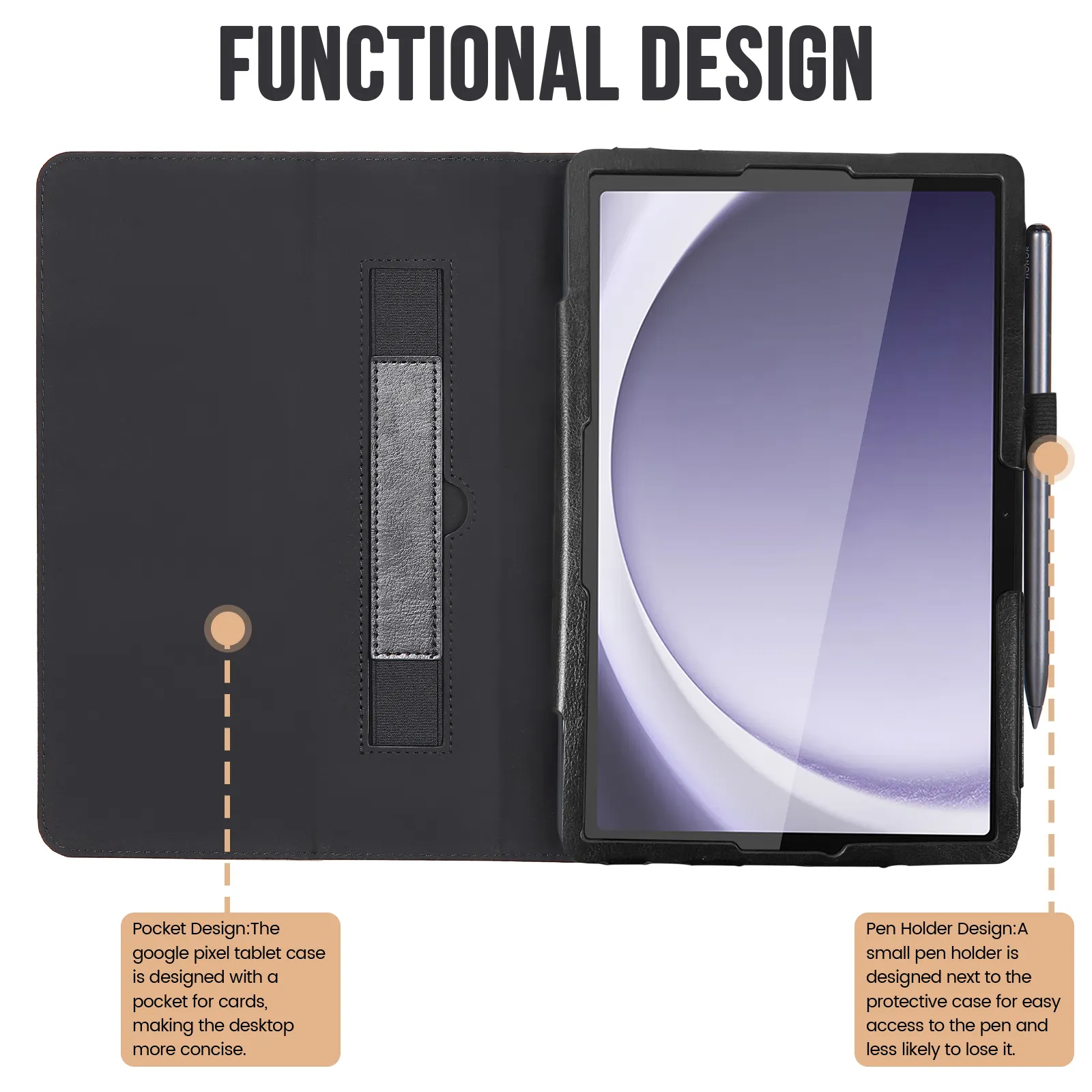Trường hợp đối với Samsung Galaxy Tab A9 + 11 inch 2023 cao cấp PU Leather bìa với S chủ bút & nhiều góc nhìn