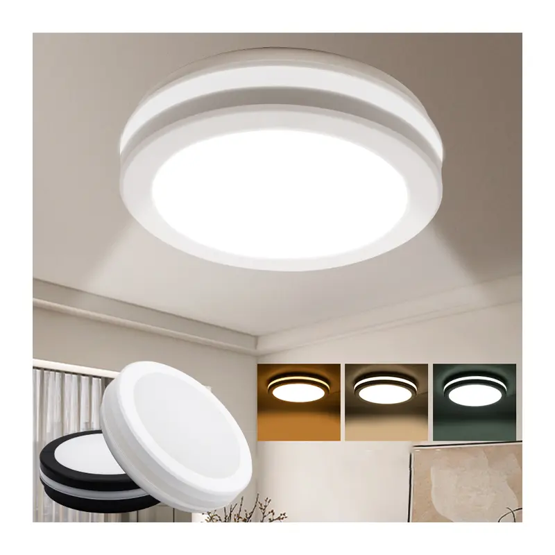 Lampe à détecteur de mouvement moderne Nordic Simple Round White/Black Bedroom Living Room Led Ceiling Lamp