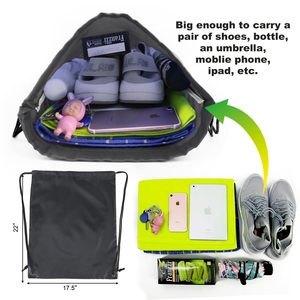 Mochila plegable con cordón, logotipo personalizado, 420D, 210D Oxford, poliéster, nailon, bolsas con cordón, con cremallera, Mochila deportiva informal - Product Image 2