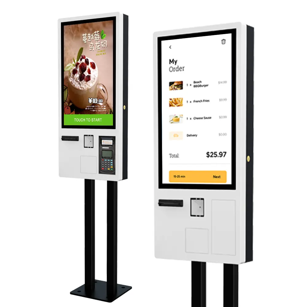 Quiosco de pago con pantalla táctil de comida rápida Quiosco de pago de autopedido Quioscos de pago en restaurante con escáner QR e impresora