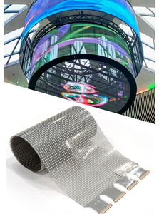 หน้าจอแสดงโฆษณาแบบมีกาวยืดหยุ่นฟิล์ม LED โปร่งแสงสำหรับป้ายดิจิทัลกระจกหน้าต่างสำหรับใช้ในลิฟต์ CNS-P-P10