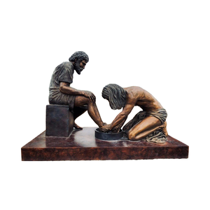 Katolik özel yaşam boyutu heykeli bronz İlahi hizmetkar heykeli heykel namaz bahçe İsa havarilerinin ayaklarını yıkama - Product Image 6