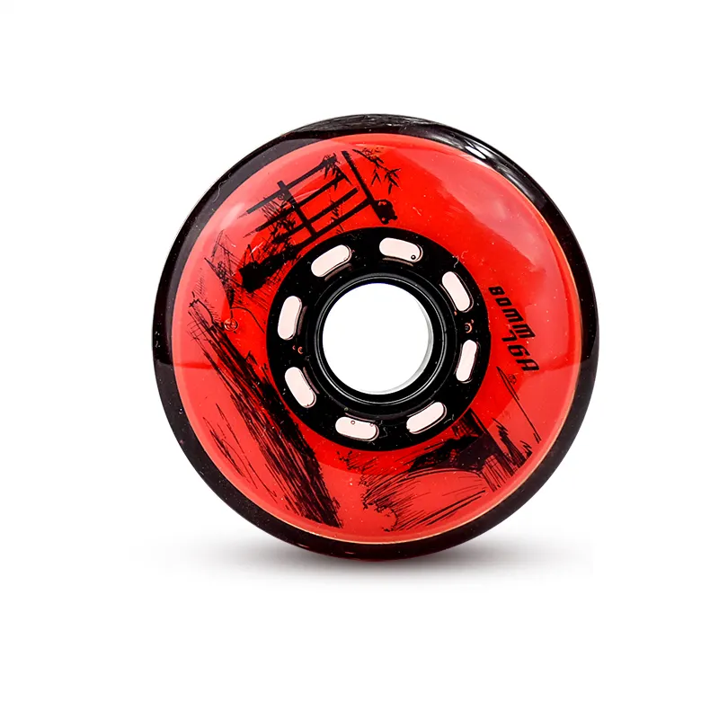 Kustom profesional PU lapisan ganda roller inline hoki roda skate 68*24*26mm kualitas tinggi inline skate roda PU