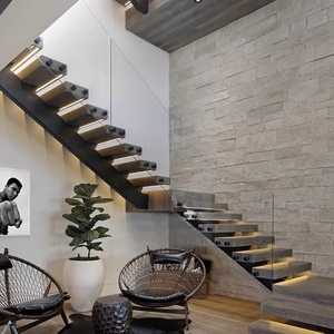 บันไดดอกยางไม้แบบโมเดิร์นแบบลอยได้บันไดดีไซน์แบบอเมริกันทันสมัยใช้ตกแต่งในร่มบันไดแบบทึบลอยไม่สามารถมองเห็นได้ - Product Image 3