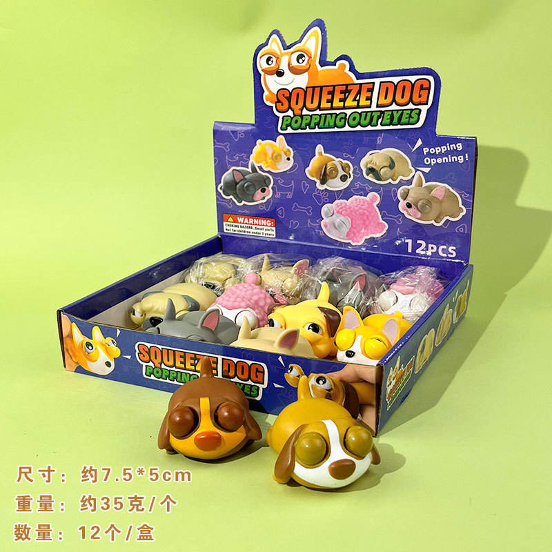 Chien de compagnie aux yeux explosifs de couleurs aléatoires.