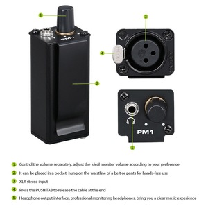 Amplificador de monitor en la oreja Amplificador de auriculares estéreo portátil con entrada XLR Enchufe de ajuste de volumen de salida de 3,5mm