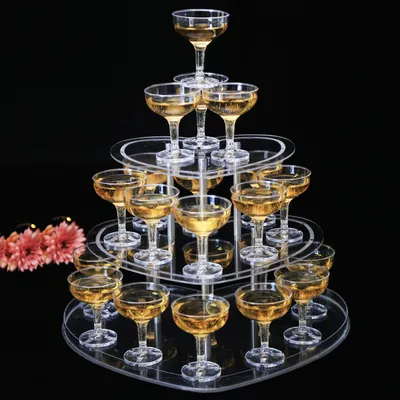 New Acrylic Three Layer Heart Shaped Tower Shelf Wedding Wine Glass Cup Stand Wedding Props Champagne Tower