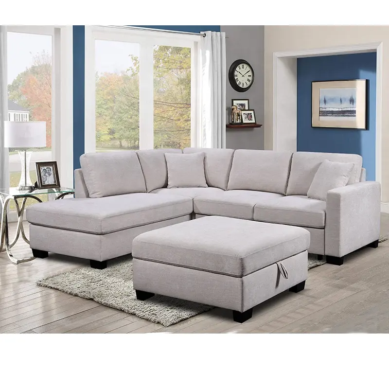 Morbido e confortevole divano convertibile Cum Bed fornitura diretta in fabbrica con Chaise Storage soggiorno divano letto personalizzato