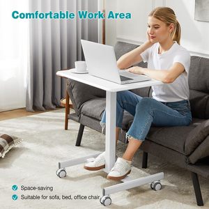 Mesa de PC portátil móvil con ruedas, escritorio pequeño de pie con altura ajustable para oficina en casa o estación de trabajo de juegos