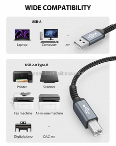 高品质USB 2.0尼龙电缆聚氯乙烯b型扫描仪打印机电缆编织电脑耳机高速充电兼容 - Product Image 5