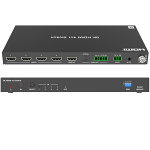 8K 60HZ HDMI Switch 4 en 1 Salida con 7.1CH Audio Extractor y ARC HDMI Sound Extractor para sistema de cine en casa