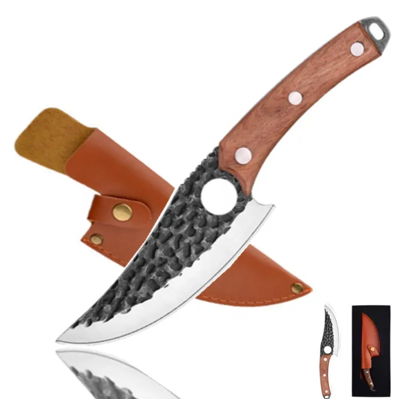 Cuchillo de carnicero hecho a mano forjado con logotipo personalizable de gran calidad, cuchillo de carnicero de corte de hueso, cuchillo de Camping, cuchillo de Chef de corte de cocina