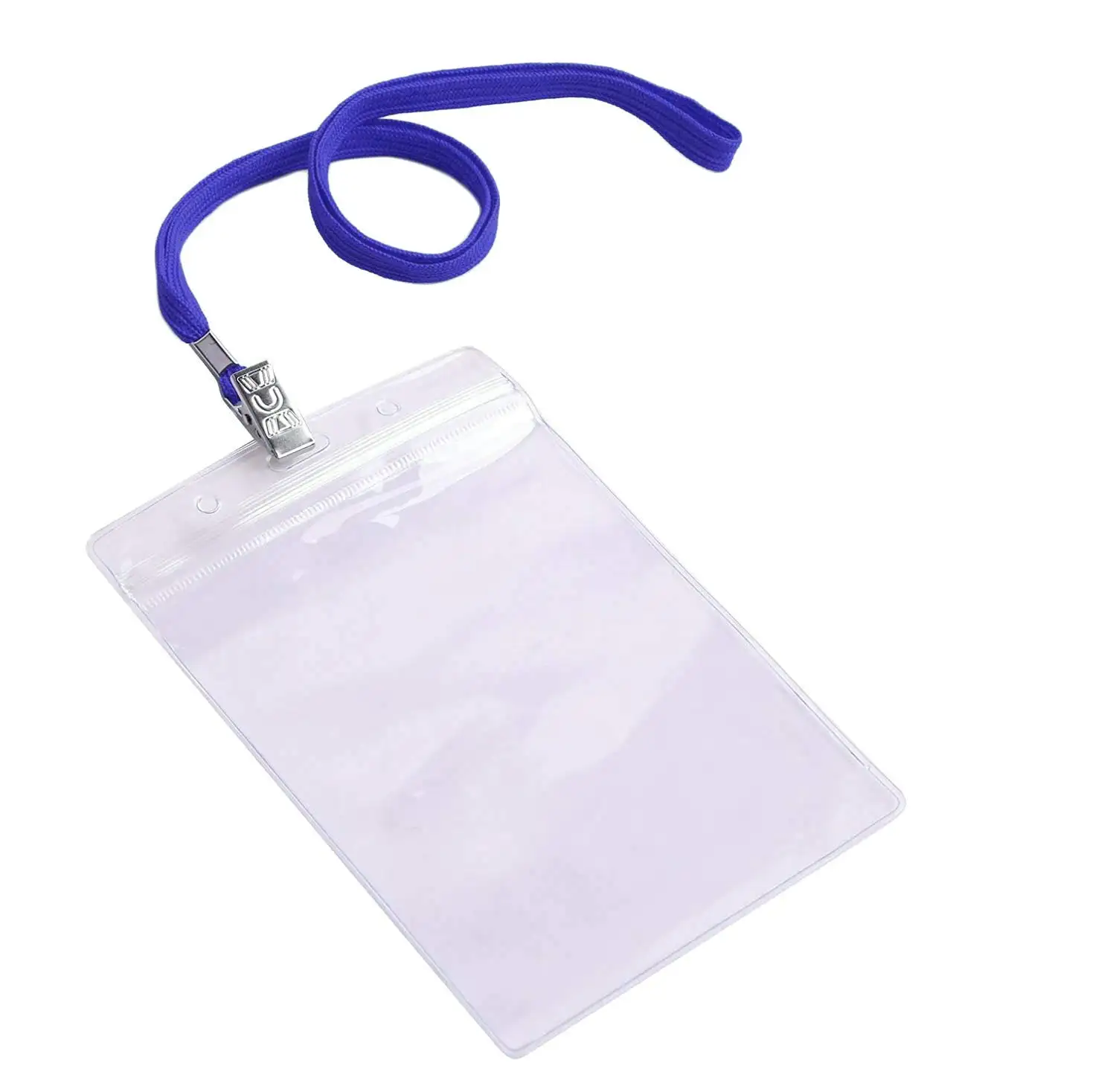4.5x6 inç kimlik kartı rozeti tutucu temizle yumuşak PVC kart tutucu kordon promosyon dikey yatay kabul için özel boyut