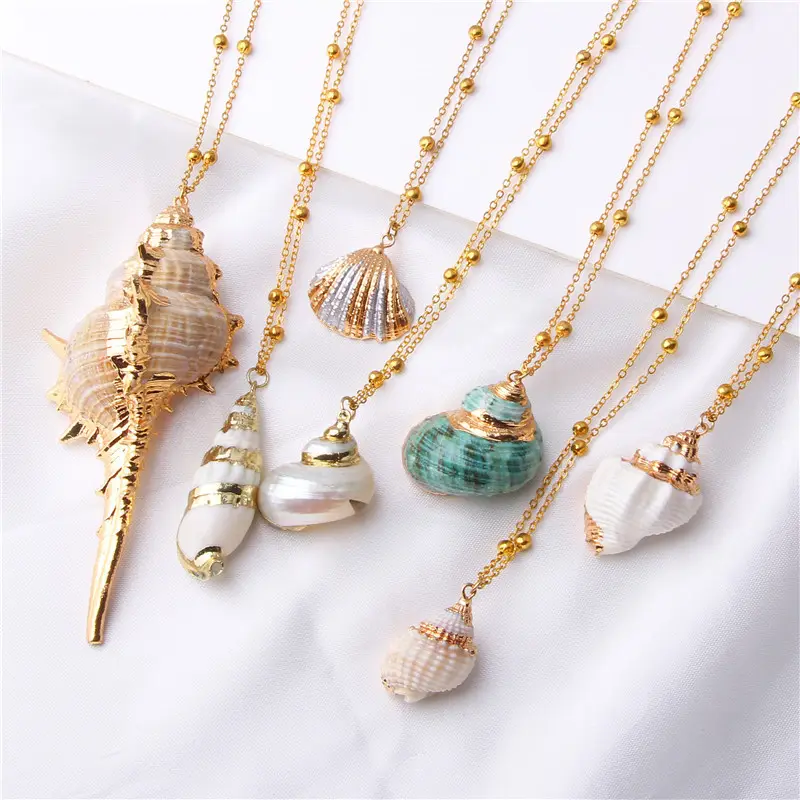 Boho Sea shell Edelstahl Perlenkette Neu angekommene echte natürliche Shell Halskette Anhänger für Frauen Halskette Schmuck