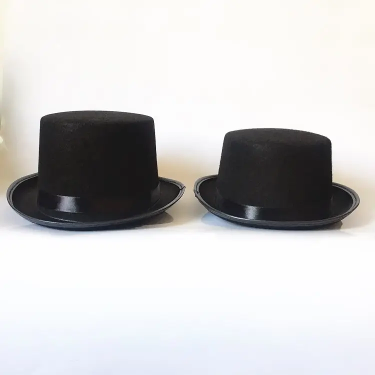 Venta al por mayor de favores de fiesta Magic Cap Bowler Top Hat Negro Adultos Niños Hombres Fieltro Logotipo personalizado Jazz Fedora Sombreros