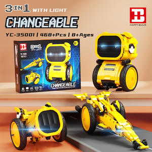 Happy Build 35001 3 в 1 космические роботы строительные блоки 35004 DIY сборка научные игрушки с тремя формами динамической версии - Product Image 5