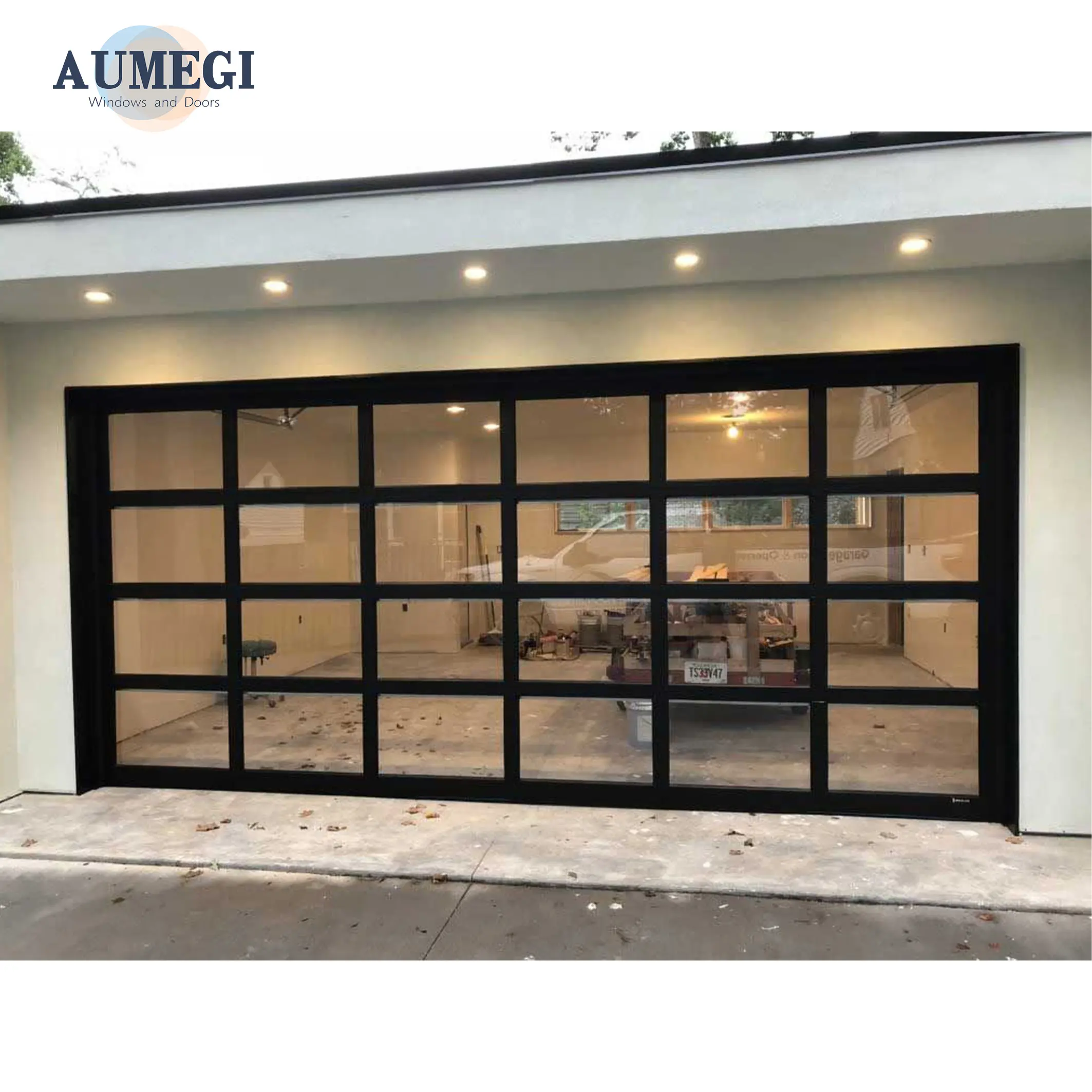 Puerta de garaje segura Aumegi para puerta de garaje de alto grado Precios de puerta de garaje de vidrio de aluminio