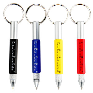 迷你6合1多工具笔功能笔金属笔带水平仪和螺丝刀钥匙扣 - Product Image 1
