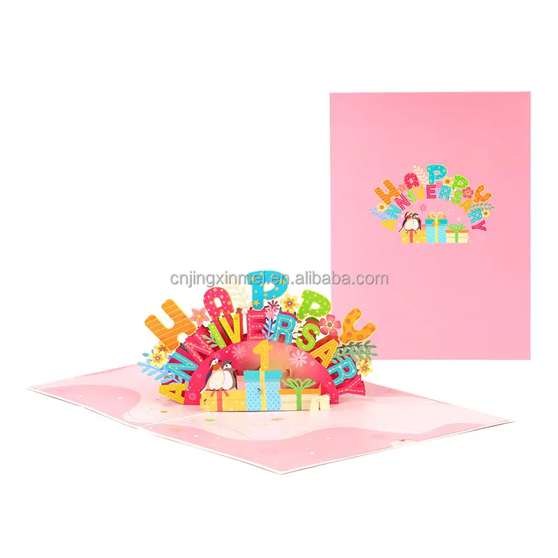 Diy numarası mutlu yıldönümü günü 3d yazma için Mini kart ile tebrik kartları açılır