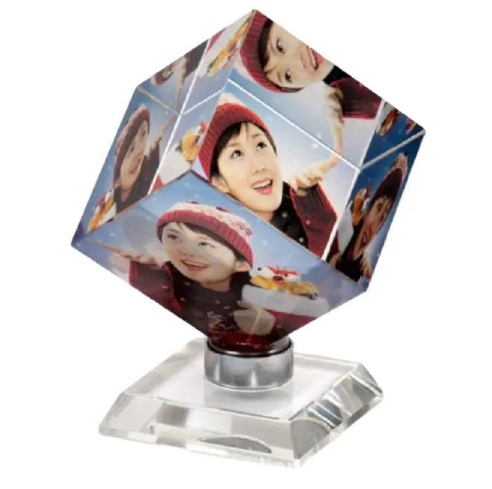 Cubo de cristal transparente con bola grabada, Cubo de golf único, cuentas de cristal cuadradas, cubo de cristal islámico, 6cm