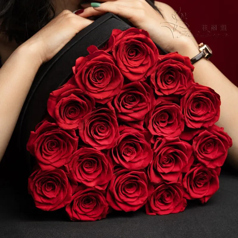 Caja de regalo de Rosa preservada Flor de apertura personalizada al por mayor de China para regalo del Día de San Valentín
