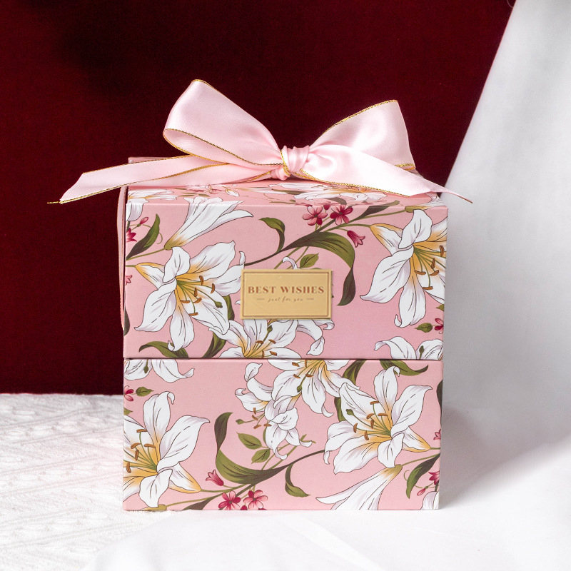 estuche de regalo de papel rosa