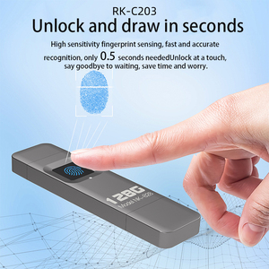 2合1自定义USB 2.0闪存驱动器，带有指纹加密，适用于PC和智能手机的安全金属Pendrive - Product Image 2