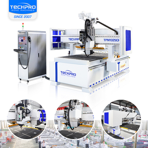 Enrutador TechPro para carpintería Cnc Atc con husillo horizontal giratorio de cuatro lados Máquina de 4 ejes para hacer puertas Precio