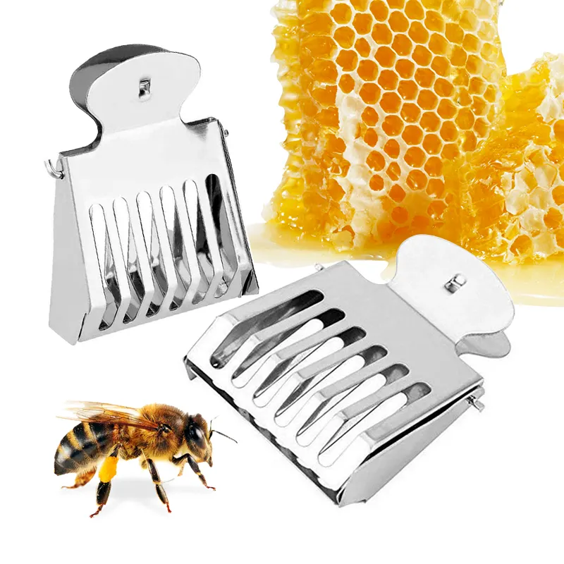 Outdoor Tool Stainless steel Isolation Queen folder Bee Cage Beekeeping Catcher Clips
