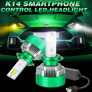 K14 çift renk beyaz sarı Strobe H4 LED far Smartphone kontrol flaş modları Canbus H8 H9 ön far sis lambası - Product Image 2