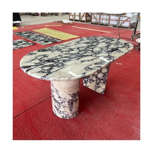 Sang trọng ý calacatta Viola Đá Cẩm Thạch Bàn Ăn Hiện đại bằng đá cẩm thạch đồ nội thất bảng basse hình bầu dục bằng đá cẩm thạch bàn ăn Đặt đá - Product Image 1