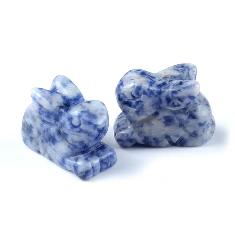 Cristales de cuarzo Nuevos productos de venta caliente Cristales curativos Jade Animales Conejo Tallado Sueño Amatista Piedras Conejo