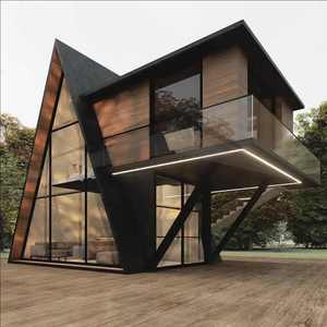 Modern prefabrik modüler çelik yapı ev üçgen tasarım oturma veya ofis alanı dayanıklı prefabrik yapı