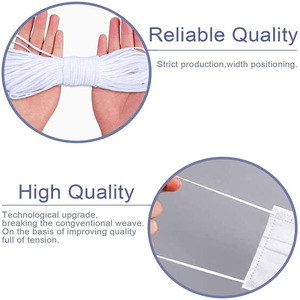 Banda de Spandex de nailon trenzado de poliéster, cordón de macramé elástico redondo blanco, lazo de oreja plano de 5mm para cuerda de máscara facial - Product Image 6