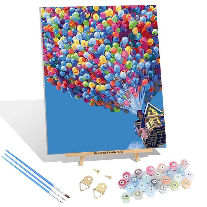 Paisaje personalizado DIY pintura al óleo por números globo de colores pintura acrílica por números pintura al óleo hecha a mano