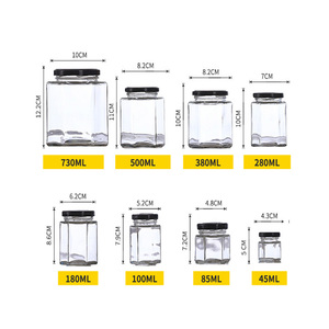 45ml 85ml 100ml 180ml 280ml 380ml 500ml 730ml รูปทรงหกเหลี่ยมน้ําผึ้ง Jam ดองขวดแก้วพร้อม Twist ปิดฝาปิด - Product Image 3